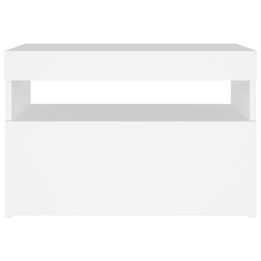 Comodino e Luci LED Bianco 60x35x40 cm in Legno Multistrato 3082774