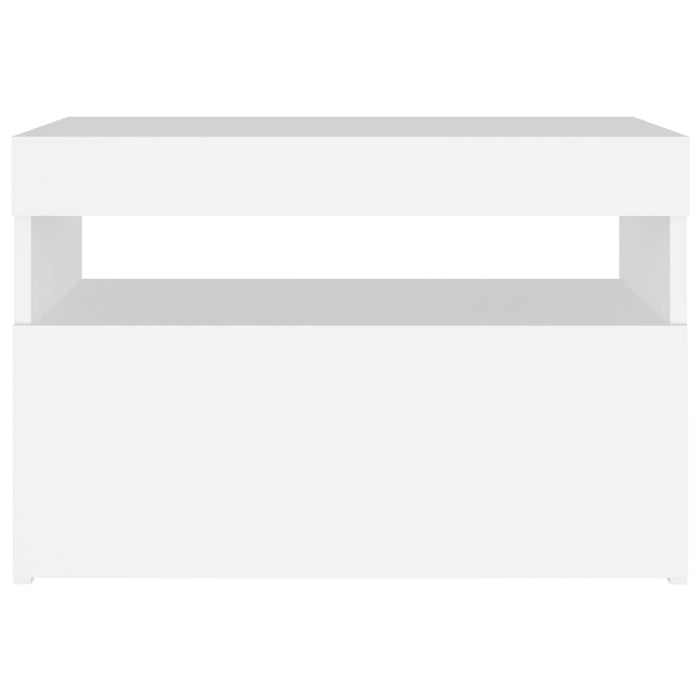 Comodino e Luci LED Bianco 60x35x40 cm in Legno Multistrato 3082774
