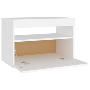 Comodini con Luci LED-Tavolino da notte Bianco 60x35x40 cm in Legno Multistrato