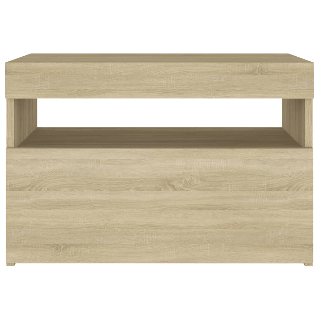 Comodini con Luci LED 2 pz Rovere Sonoma 60x35x40 cm 3082781