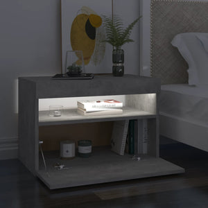 Comodino con Luci LED Grigio Cemento 60x35x40 cm 3082782