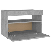 Comodino con Luci LED-Tavolino da notte Grigio Cemento 60x35x40 cm