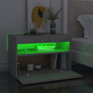 Comodini con Luci LED 2 pz-Set di 2 Tavolino da notte Grigio Cemento 60x35x40 cm