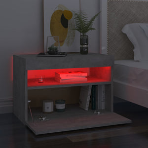 Comodini con Luci LED 2 pz-Set di 2 Tavolino da notte Grigio Cemento 60x35x40 cm
