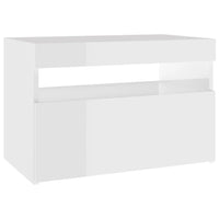 Comodini con Luci LED 2 pz-Set di 2 Tavolino da notte Bianco Lucido 60x35x40 cm