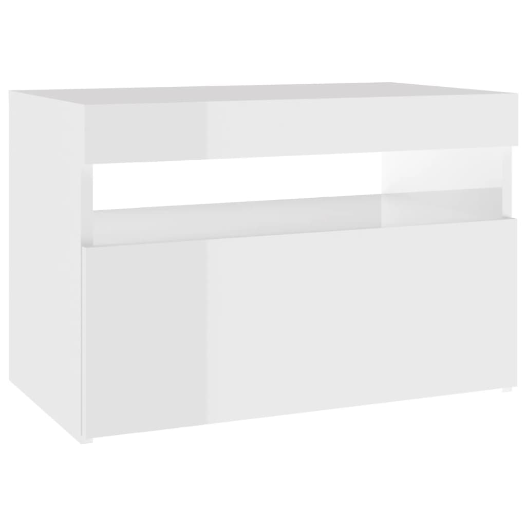 Comodini con Luci LED 2 pz Bianco Lucido 60x35x40 cm 3082787