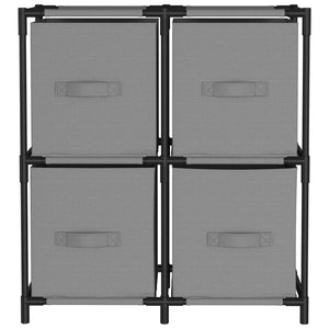 Armadietto con 4 Cesti in Tessuto Grigio 63x30x71 cm Acciaio cod mxl 53641