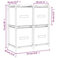 Armadietto con 4 Cesti in Tessuto Grigio 63x30x71 cm Acciaio 337255