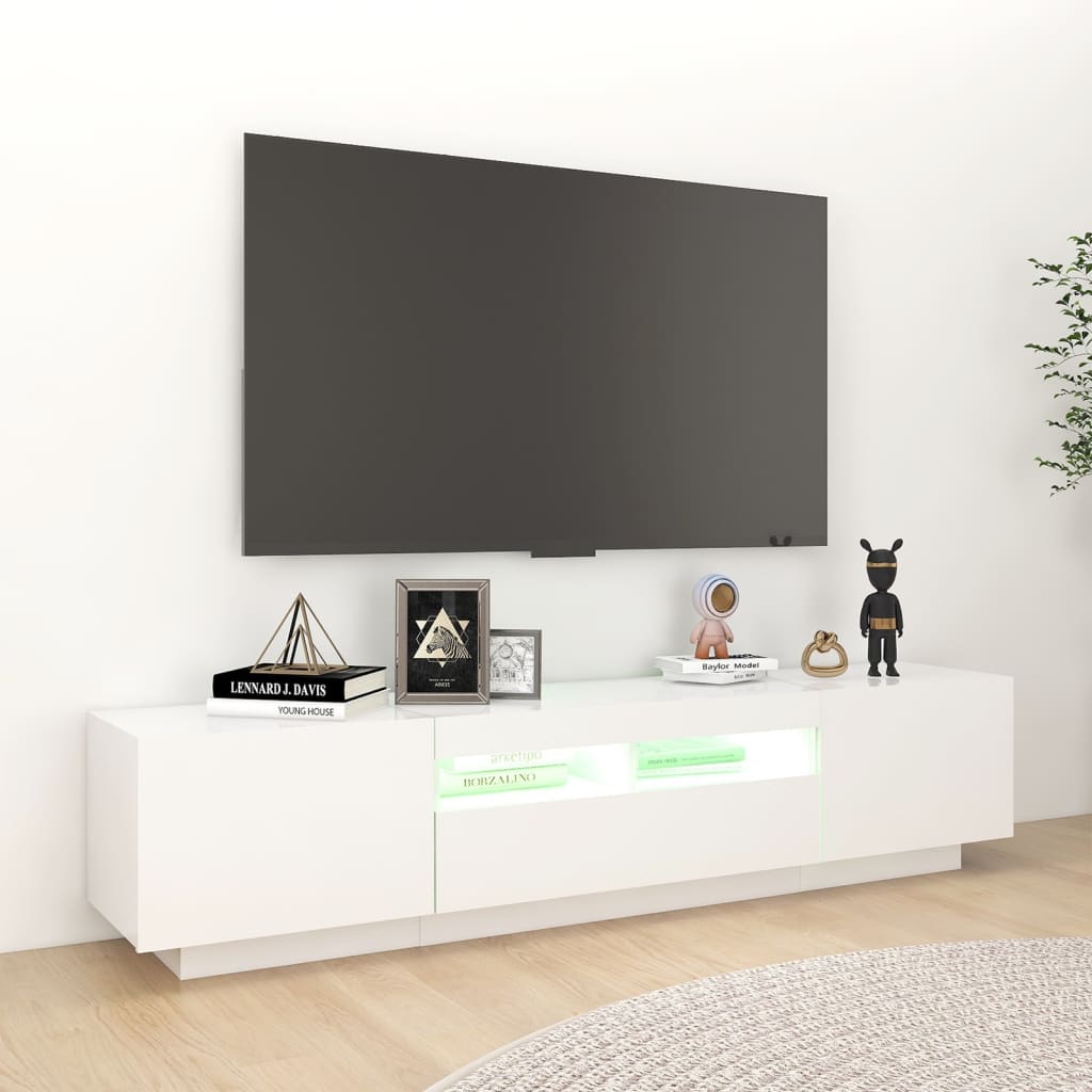 Mobile Porta TV con Luci LED Bianco 180x35x40 cm cod mxl 34036