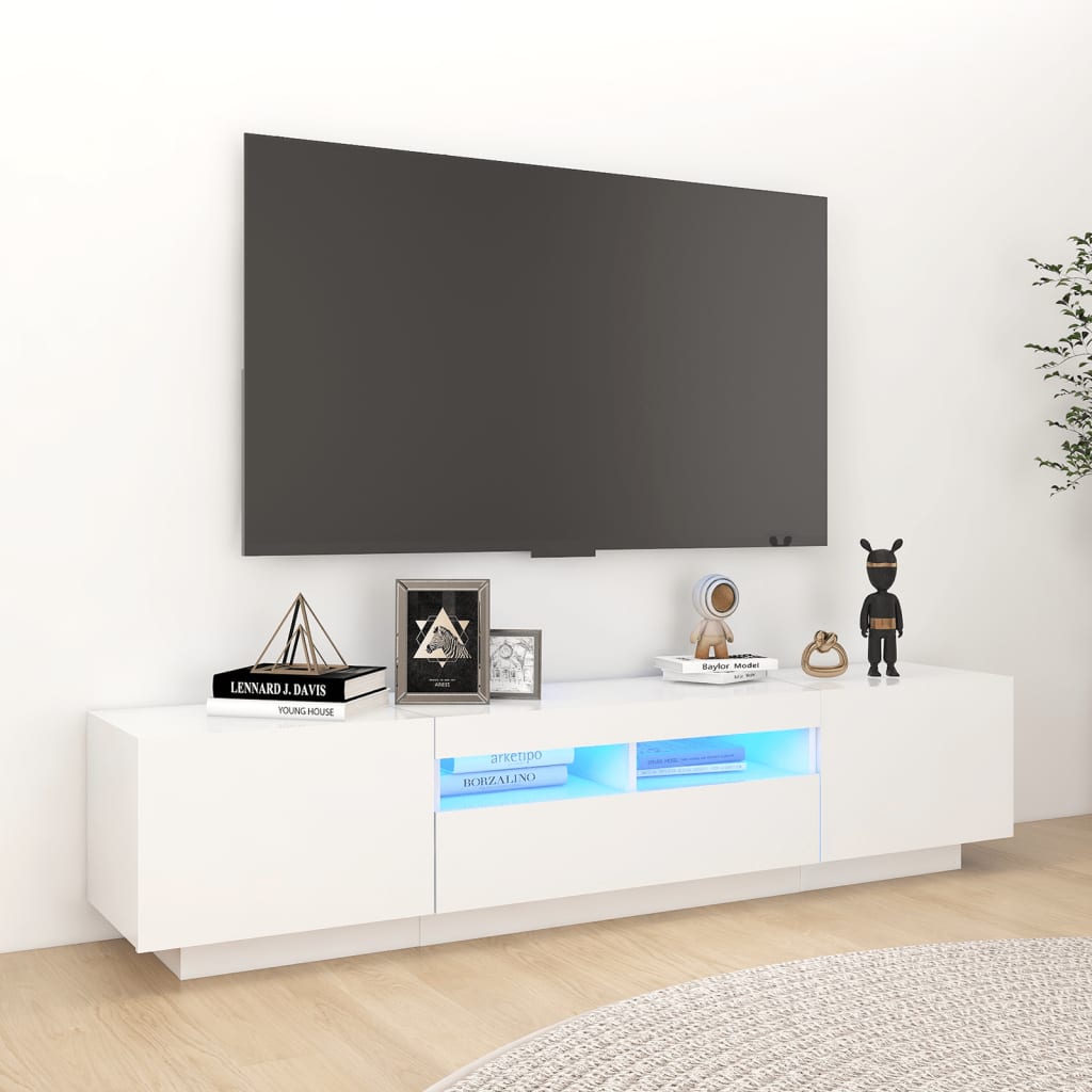 Mobile Porta TV con Luci LED Bianco 180x35x40 cm cod mxl 34036