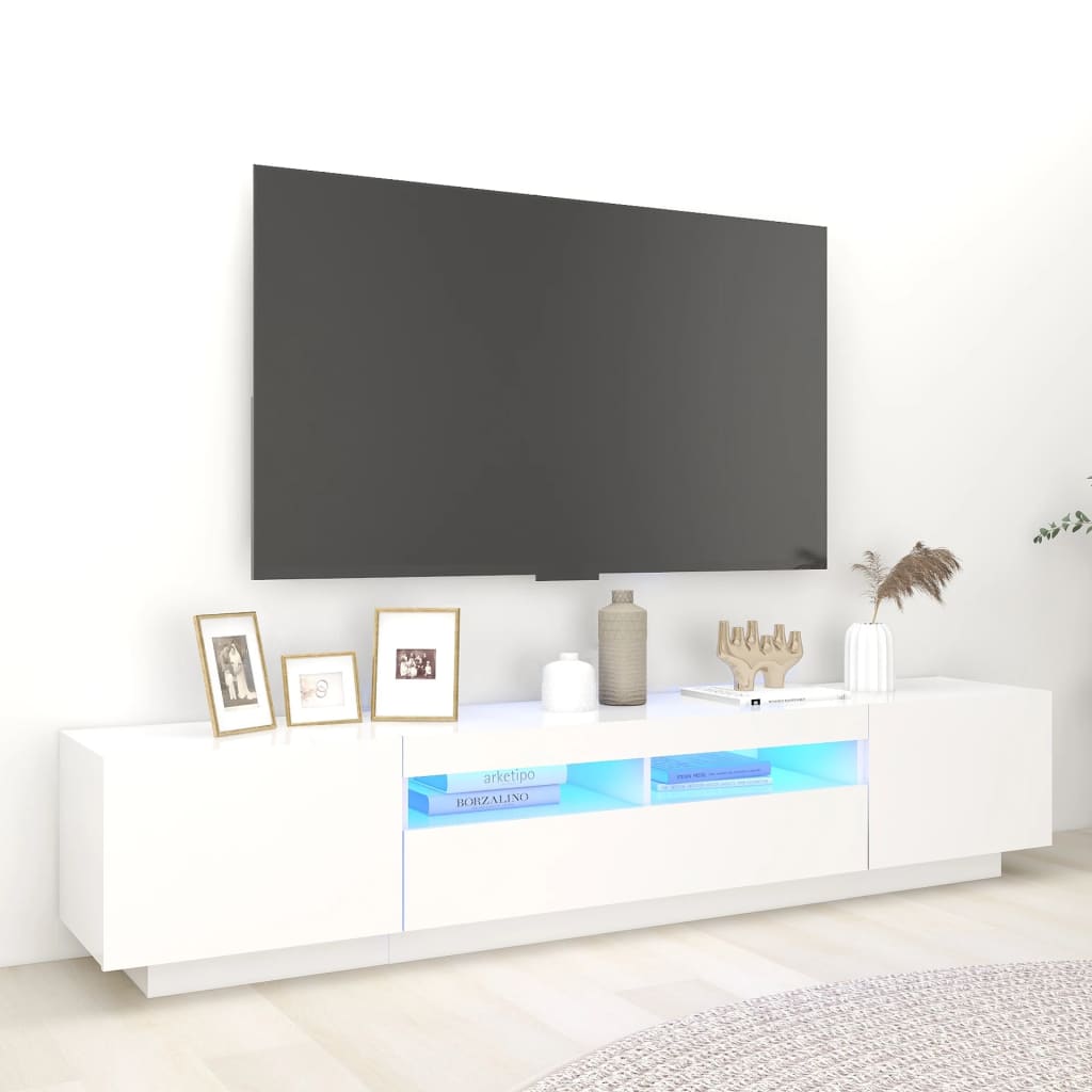 Mobile Porta TV con Luci LED Bianco 200x35x40 cm 3081906