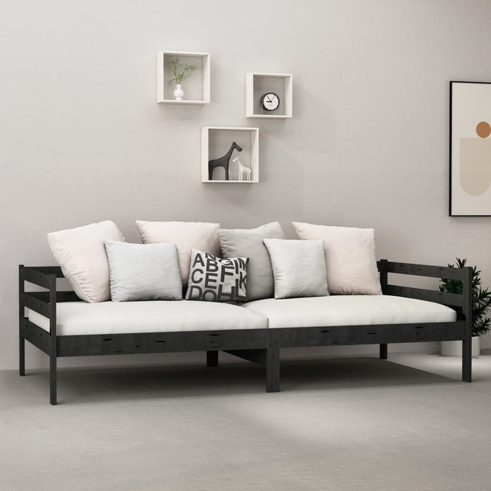 Dormeuse Nera in Legno Massello di Pino 90x200 cm 806934