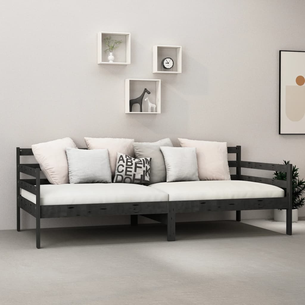 Dormeuse Nera in Legno Massello di Pino 90x200 cm 806939