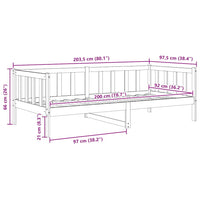Dormeuse Bianca in Legno Massello di Pino 90x200 cm 806941