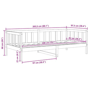 Dormeuse Bianca in Legno Massello di Pino 90x200 cm 806941