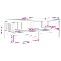 Dormeuse Grigia in Legno Massello di Pino 90x200 cm 806942