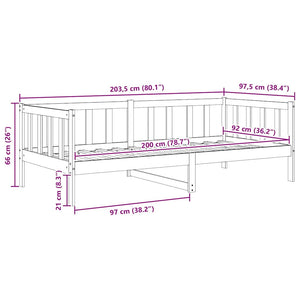 Dormeuse Marrone Ambra in Legno Massello di Pino 90x200 cm 806943