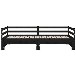 Dormeuse Estraibile Nera Massello di Pino 2x(90x200) cm 806954