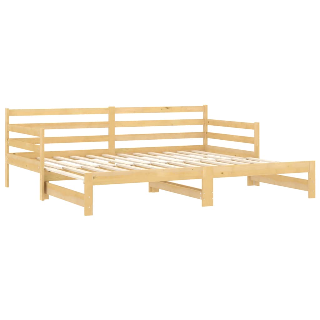 Divano Letto Estraibile in Legno Massello di Pino 2x(90x200) cm 806955