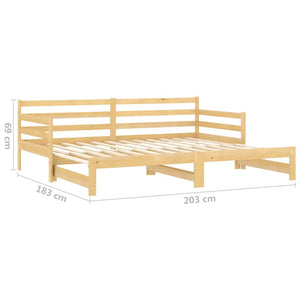 Divano Letto Estraibile in Legno Massello di Pino 2x(90x200) cm 806955