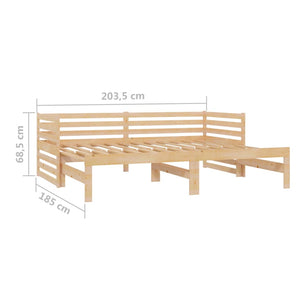 Divano Letto Estraibile in Legno Massello di Pino 2x(90x200) cm 806965