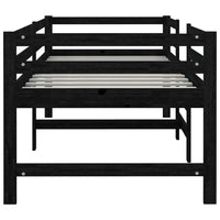 Letto Medio-Alto Nero in Legno Massello di Pino 90x200 cm 806979