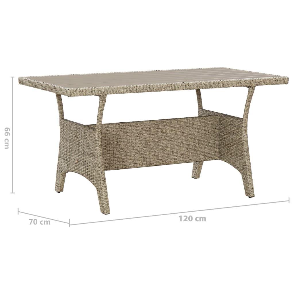 Tavolo da Giardino Grigio 120x70x66 cm in Polyrattan cod mxl 34401