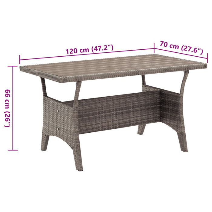 Tavolo da Giardino Grigio 120x70x66 cm in Polyrattan 316584