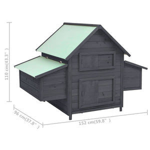 Pollaio 152 x 96 x 110 cm in legno massello di abete grigio e bianco 02_0001703