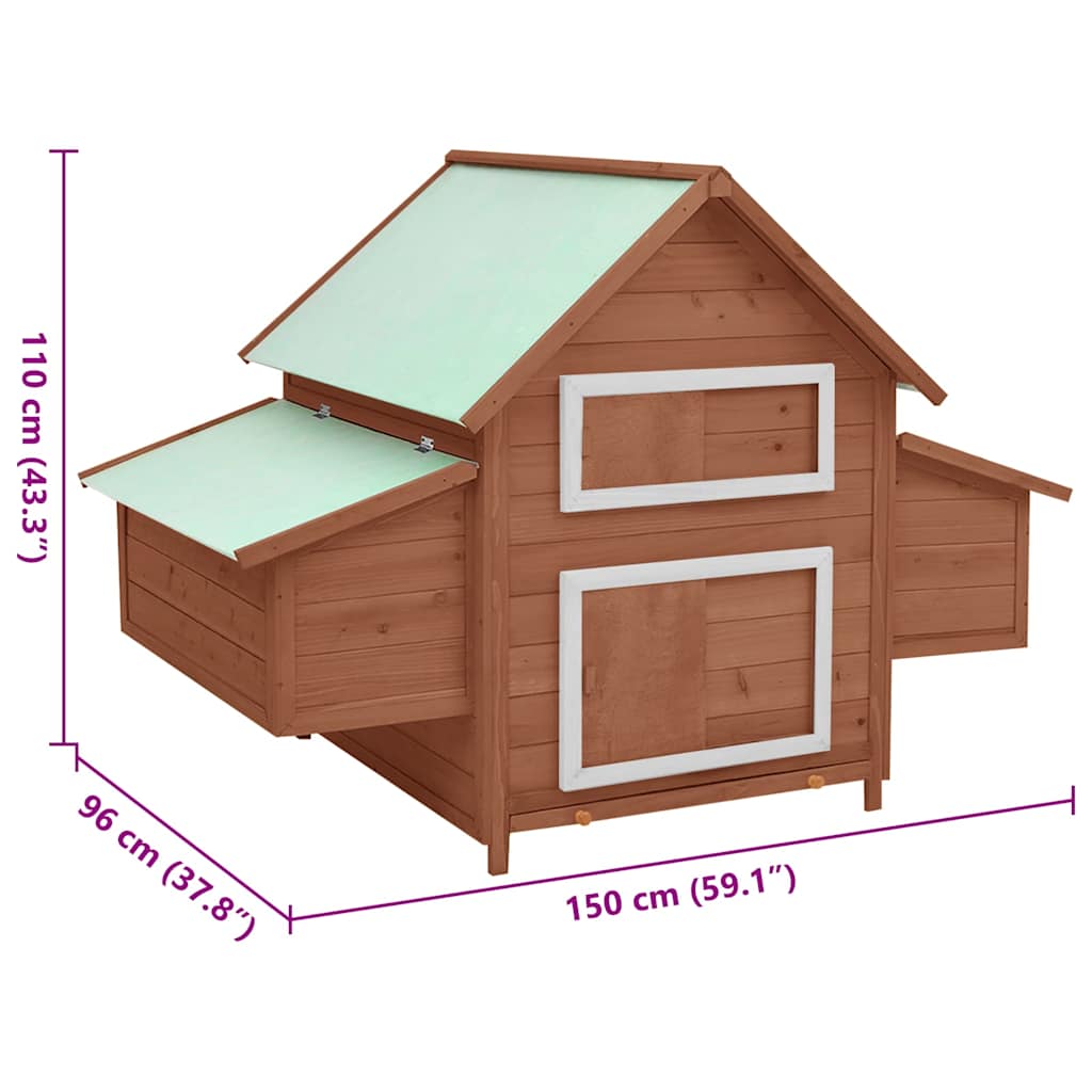 Pollaio Moca e Bianco 152x96x110 cm in Legno Massello di Abete cod mxl 52825