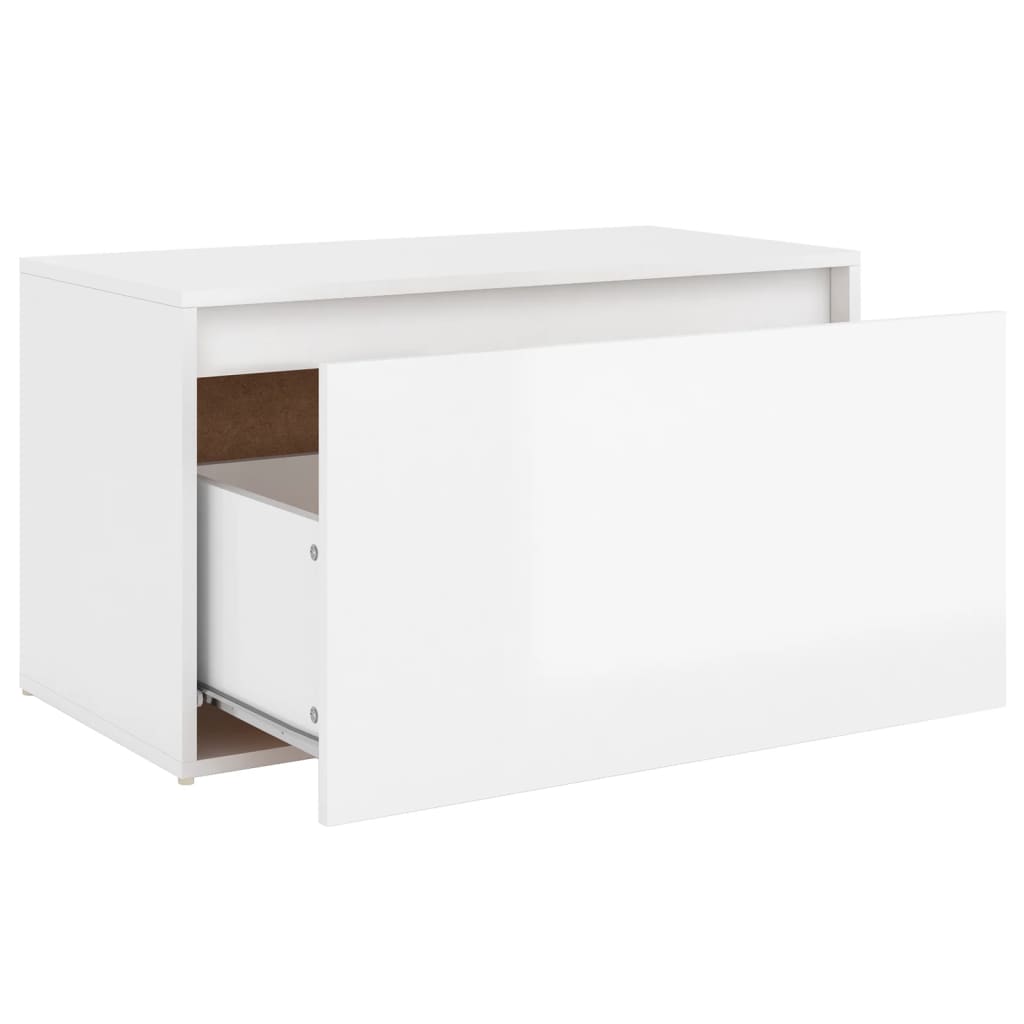 Panca da Ingresso 80x40x45 cm Bianco Lucido Legno Multistrato 808672