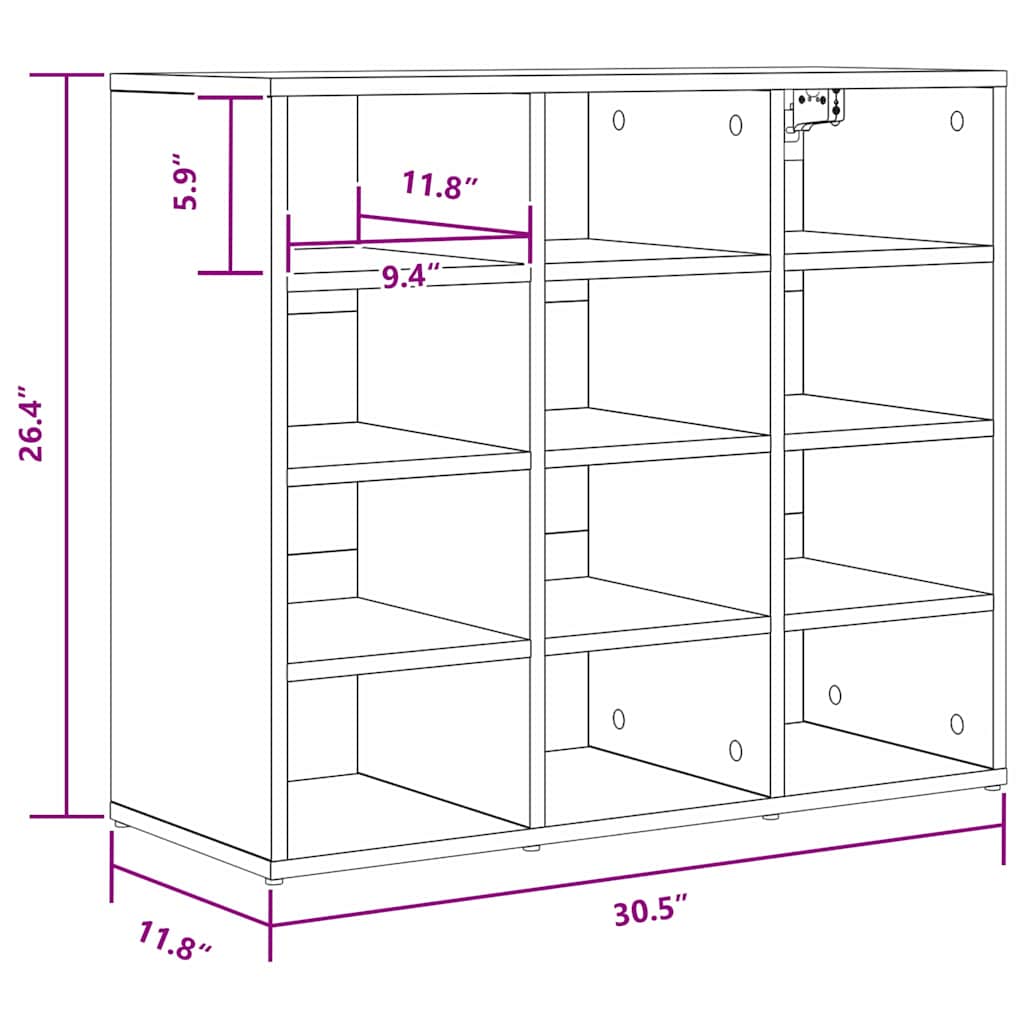 vidaXL Scarpiera rovere sonoma 77.5 x 30 x 67 cm Legno multistrato