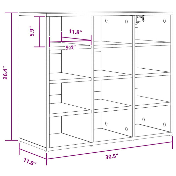 vidaXL Scarpiera Grigio cemento 77.5 x 30 x 67 cm Legno multistrato