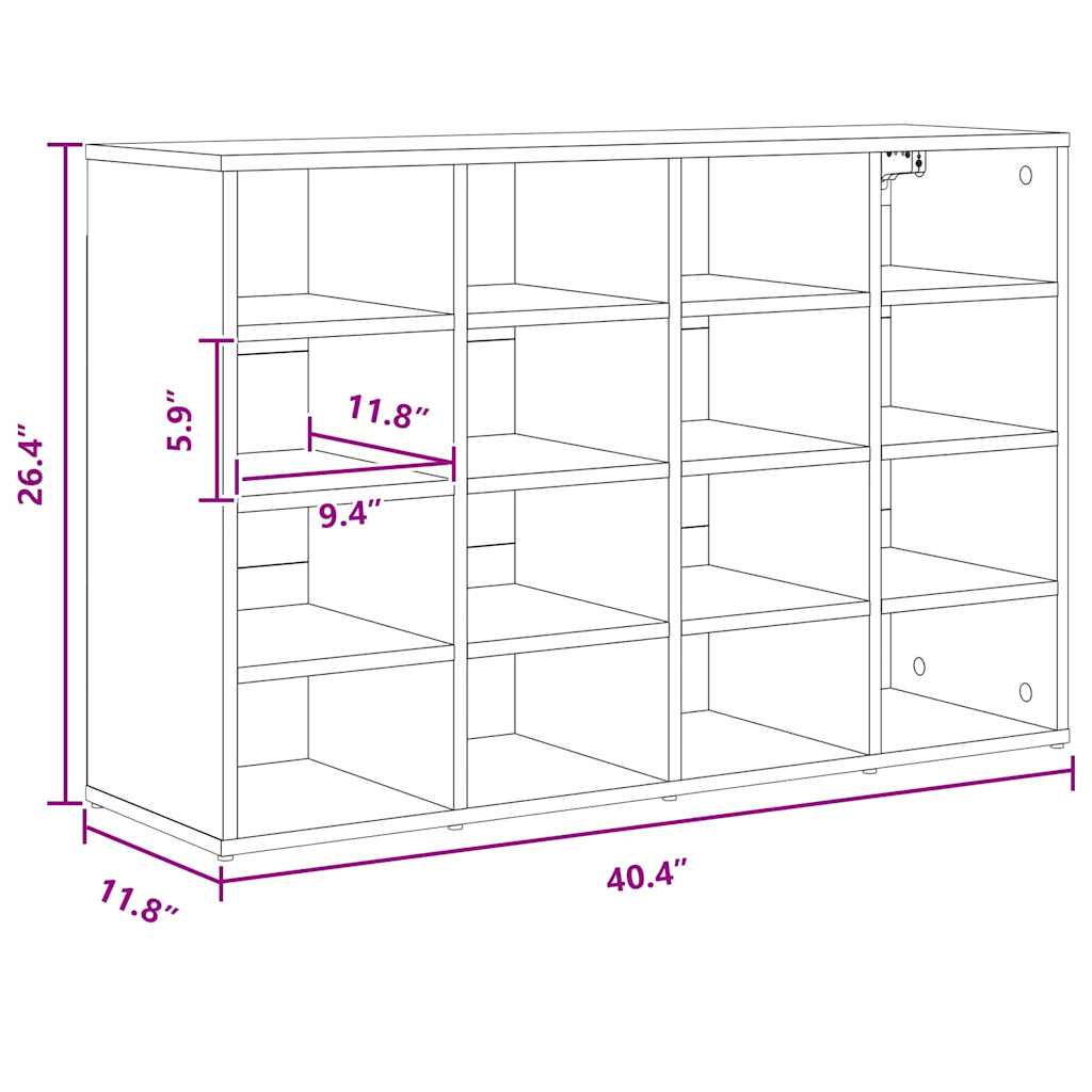 vidaXL Scarpiera Bianco 103 x 30 x 67 cm Legno multistrato