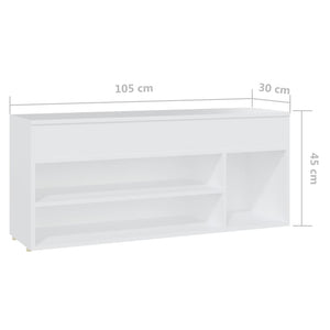 Panca Portascarpe Bianco 105x30x45 cm in Truciolato 808756