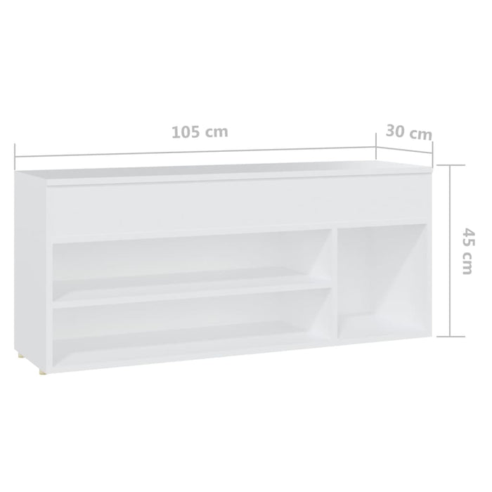 Panca Portascarpe Bianco 105x30x45 cm in Truciolato 808756