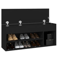 Panca Portascarpe Nera 105x30x45 cm in Truciolato 808757