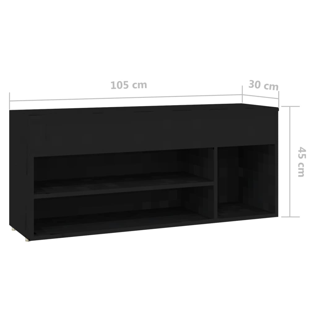 Panca Portascarpe Nera 105x30x45 cm in Truciolato 808757