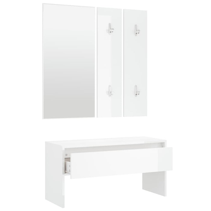 Set di Mobili da Corridoio Bianco Lucido in Legno Multistrato 808789