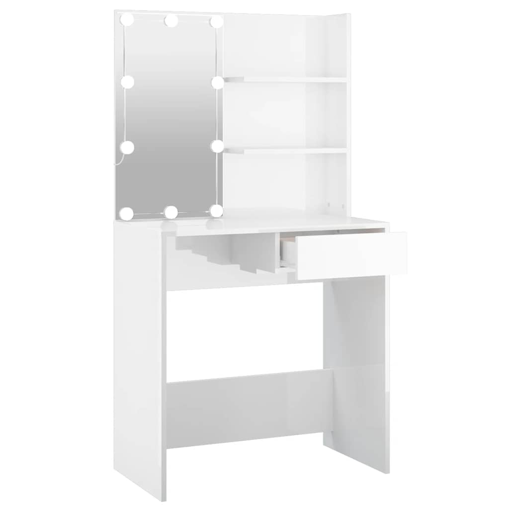 Toeletta con LED Bianco Lucido 74,5x40x141 cm 808807