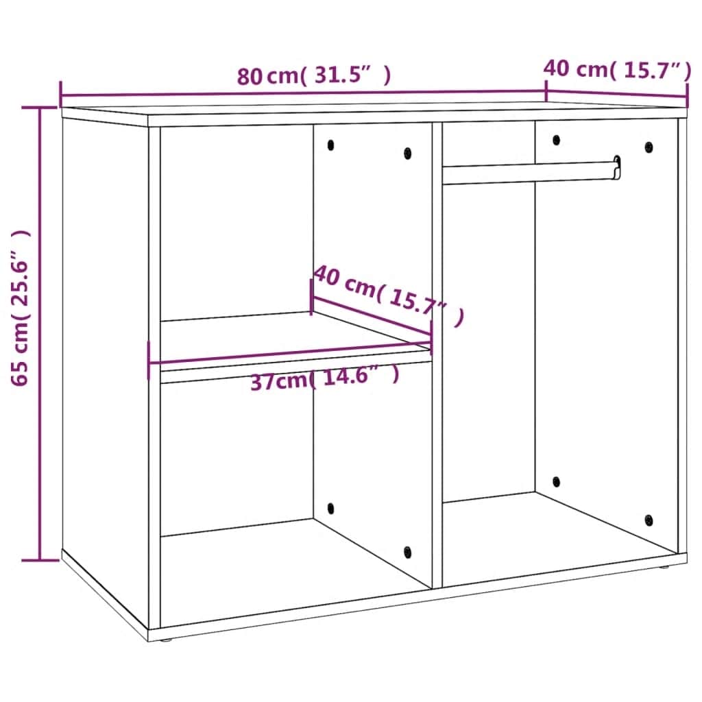 Armadietto per Cosmetici Bianco 80x40x65 cm Legno Multistrato 808846