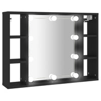 Mobile a Specchio con LED Nero 76x15x55 cm 808856