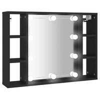 Mobile a Specchio con LED-Armadietto a Specchio Nero 76x15x55 cm