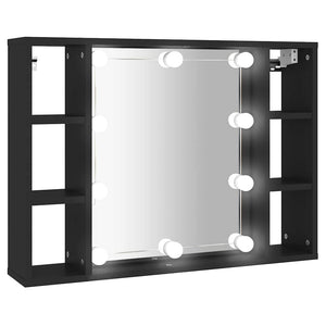 Mobile a Specchio con LED-Armadietto a Specchio Nero 76x15x55 cm