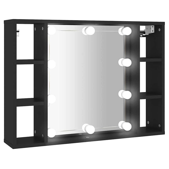 Mobile a Specchio con LED-Armadietto a Specchio Nero 76x15x55 cm