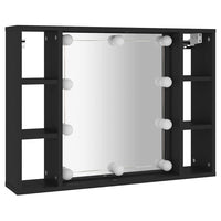 Mobile a Specchio con LED-Armadietto a Specchio Nero 76x15x55 cm