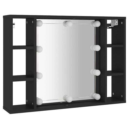 Mobile a Specchio con LED-Armadietto a Specchio Nero 76x15x55 cm