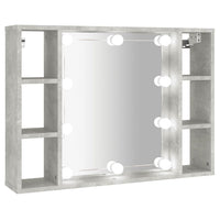 Mobile a Specchio con LED-Armadietto a Specchio Grigio Cemento 76x15x55 cm