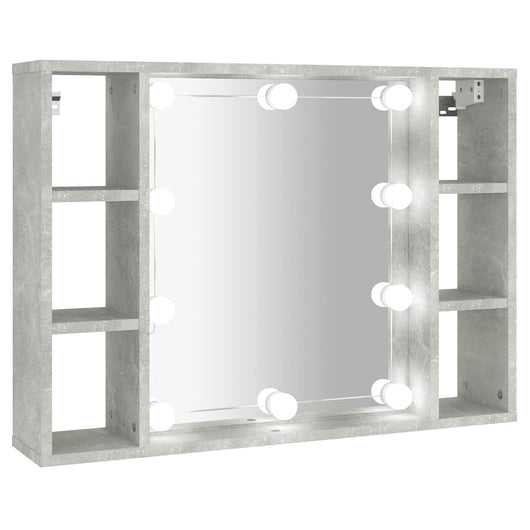Mobile a Specchio con LED-Armadietto a Specchio Grigio Cemento 76x15x55 cm