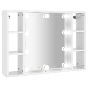 Mobile a Specchio con LED Bianco Lucido 76x15x55 cm 808861